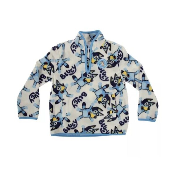 Disney’s Bluey Polar Fleece White And Blue Jacket Youth S - Picture 1 of 2